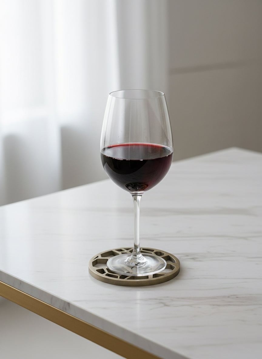 Geometric Gold Wooden  Coaster