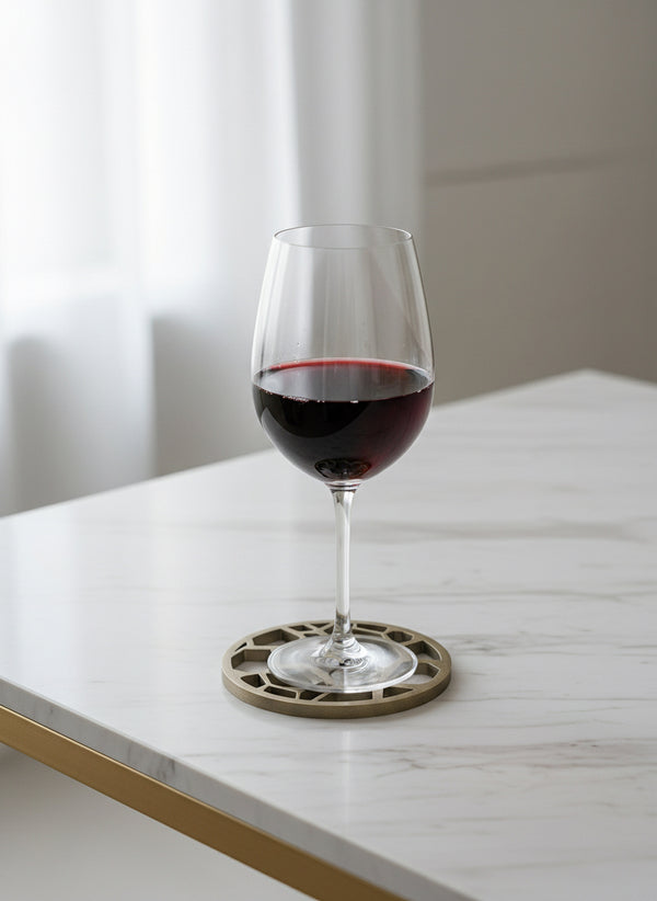 Geometric Gold Wooden  Coaster