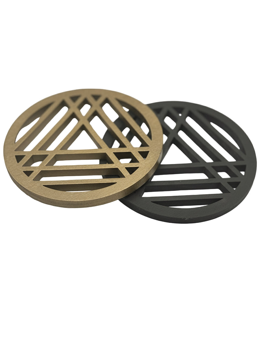Geometric Gold Wooden  Coaster